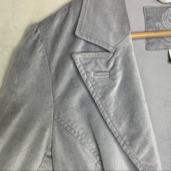 White House Black Market Velvet Silver Grey Blazer 10 - Picture 7 of 8